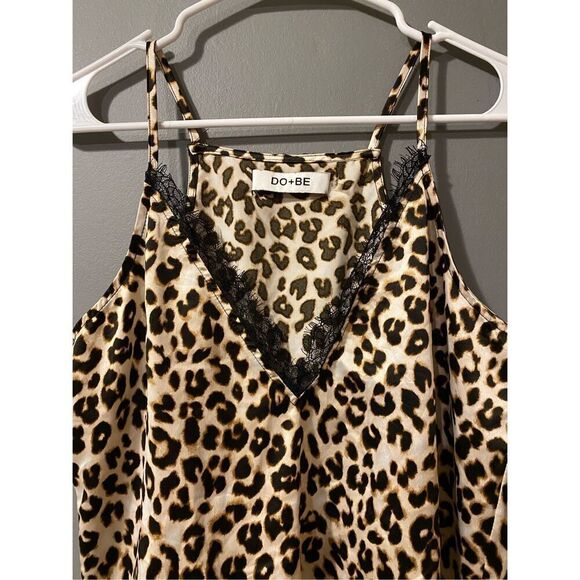 DO+BE Satin Lace Cheetah Print Tank Top Size Small - Picture 5 of 7